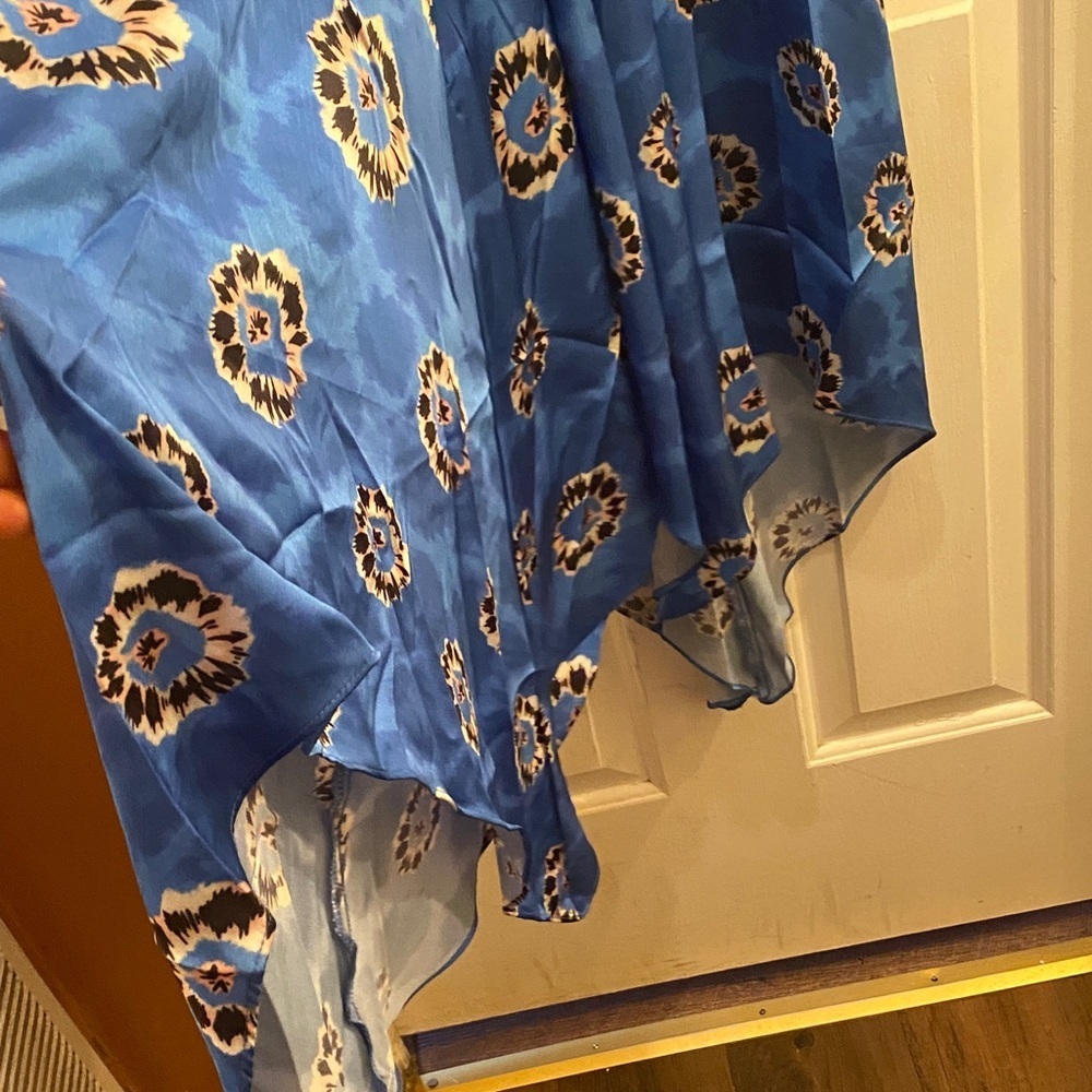 MELLODAY Blue Floral Asymmetrical Midi Skirt - Picture 8 of 12